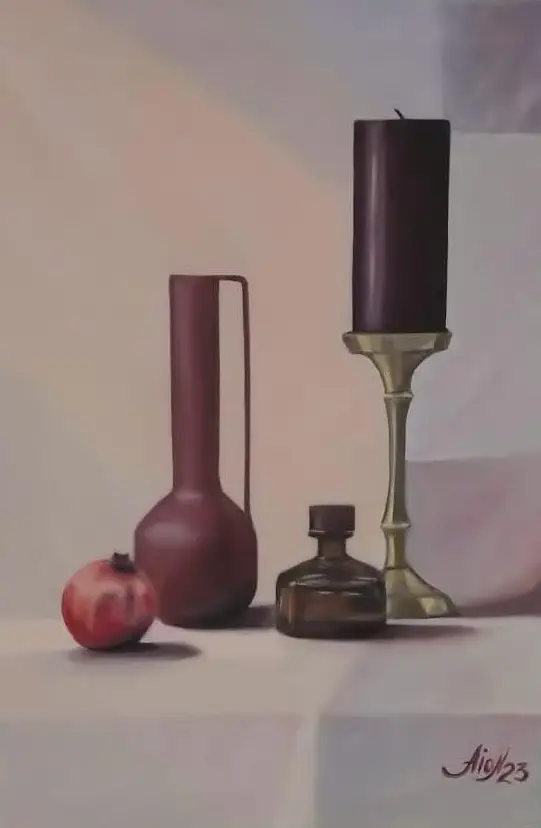 Still Life with Pomegranate and Candle
